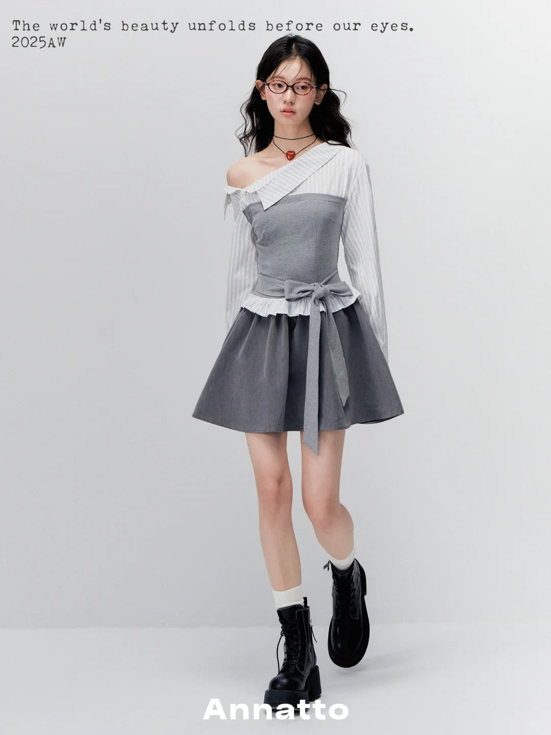 ANNATTO 'Asymmetric Harmony' Mixed-Texture Dress