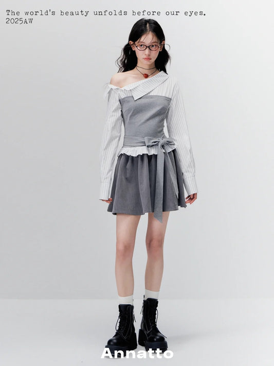 ANNATTO 'Asymmetric Harmony' Mixed-Texture Dress