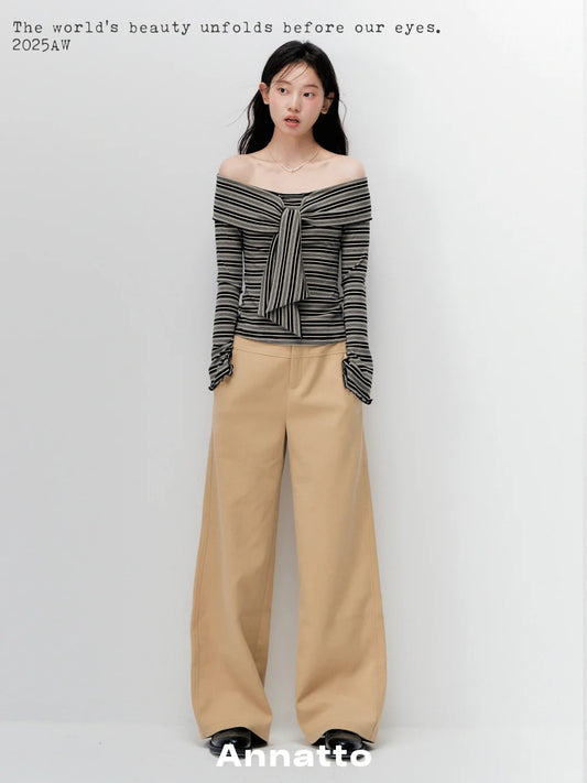 ANNATTO 'Retro Stripe' Off-Shoulder Top & Wide-Leg Pants