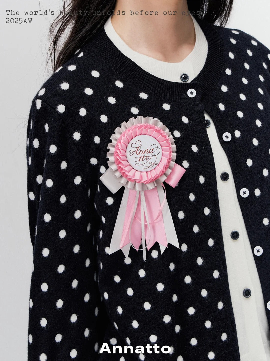 ANNATTO 'Retro Polka' Layered Cardigan & Lace Skirt Set