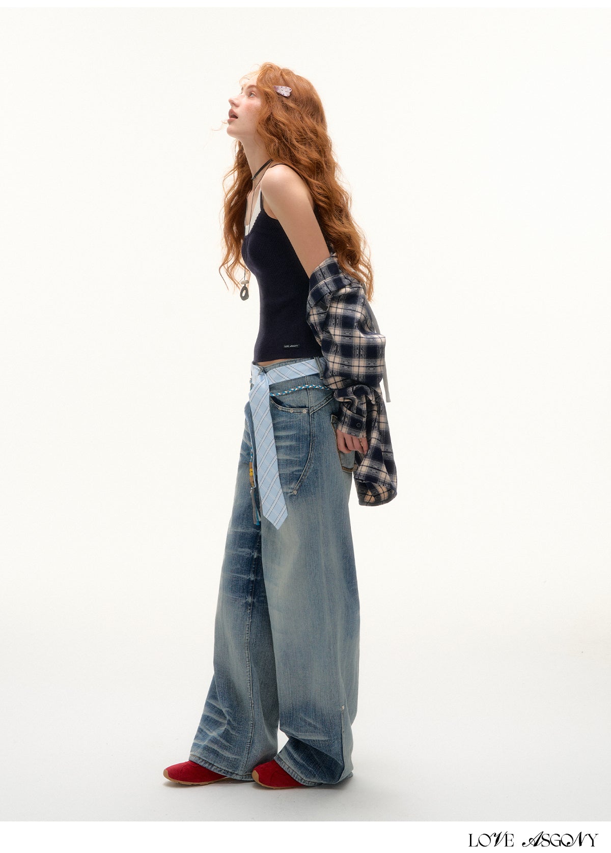 AsGony Designer Fake Two-Layer Wave Edge Camisole
