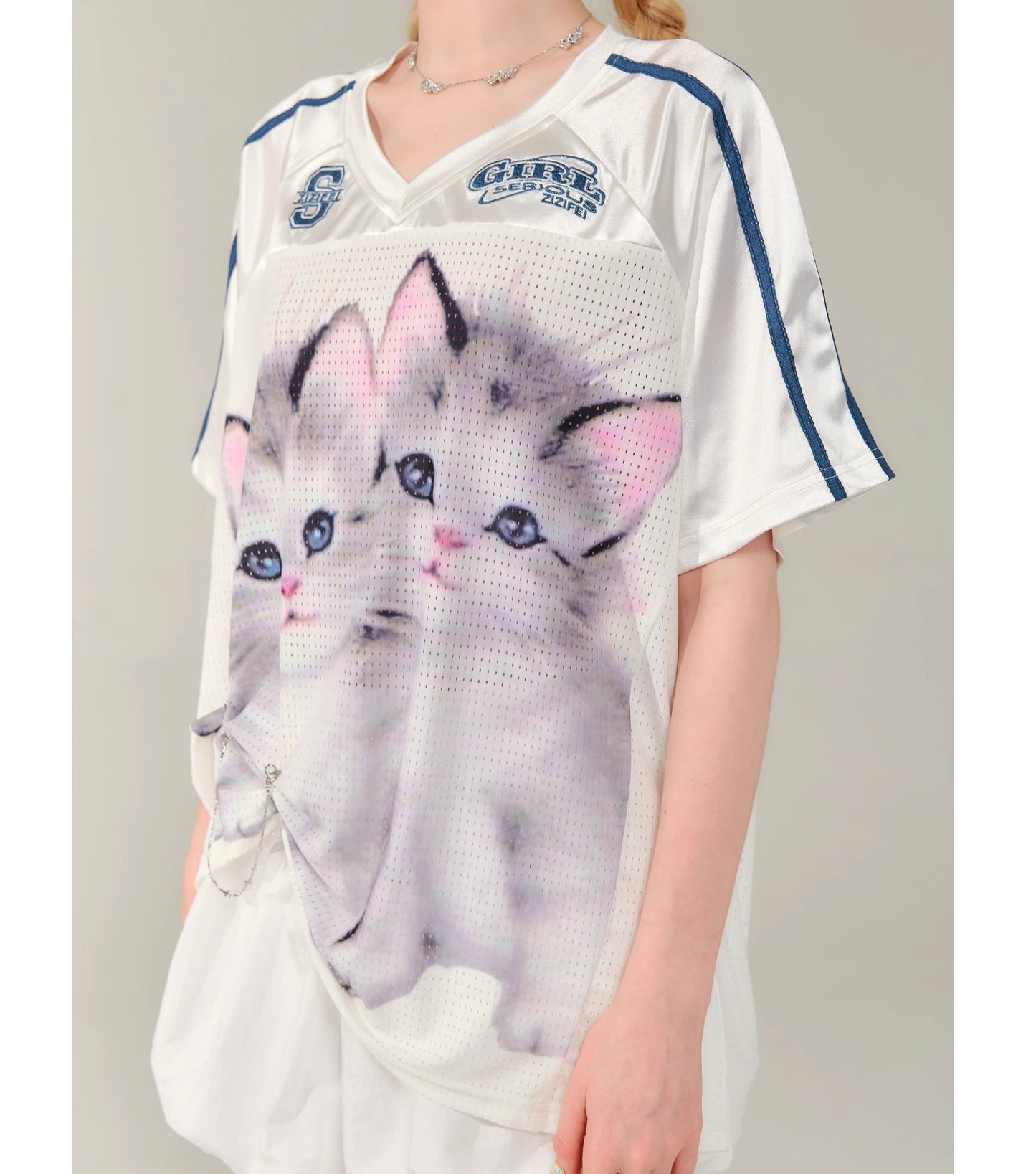 ZiziFei Vintage Cat Print T-Shirt