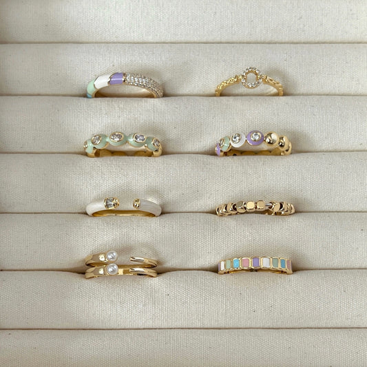 VIGVOG Geometric Chrome Rings