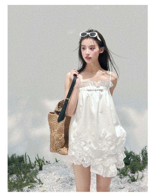 ShaoYeYan Aomalm Summer Like a Bouquet Off-Shoulder French Lace Cami