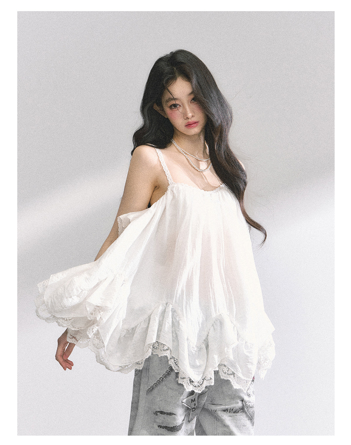 SHAOYEYAN French Lace Chiffon Blouse