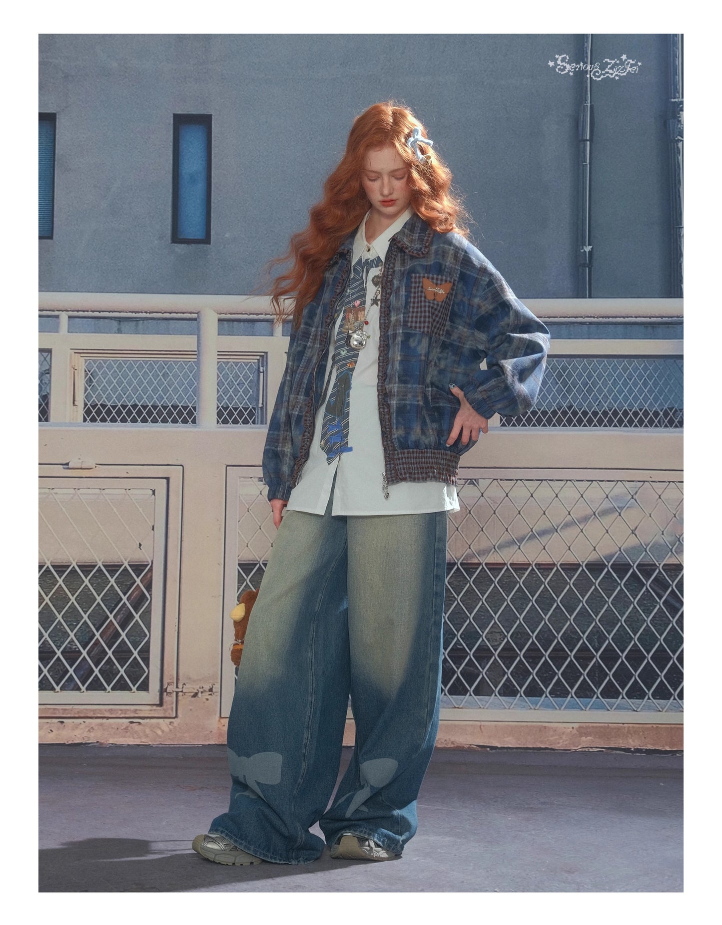 ZiziFei Bow-Print Denim Pants