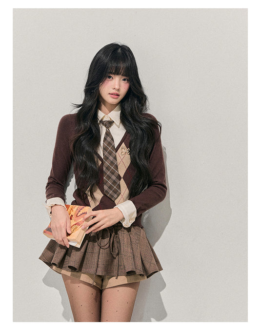 ShaoYeYan Aomalm Phoenix Tree Whispers Fake Two-Layer Diamond Knit Sweater