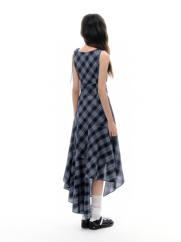 CyNi Retro Lightweight Sleeveless Plaid Dress