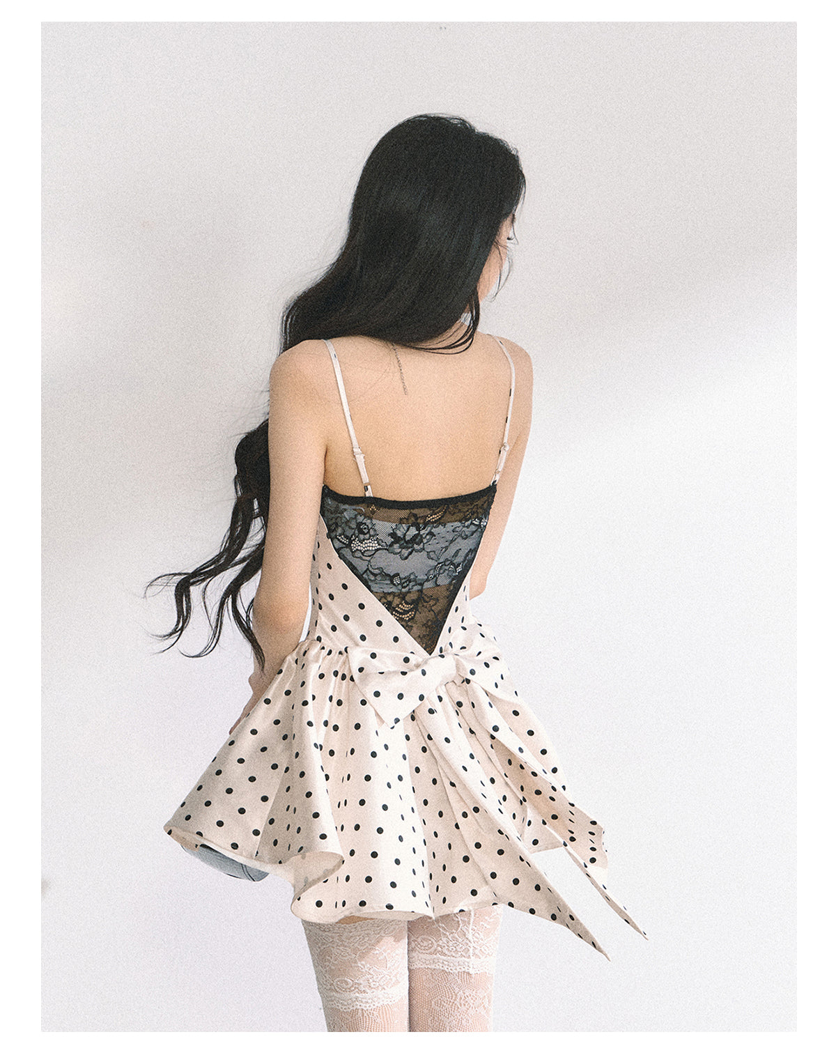 SHAOYEYAN French Lace Polka Dot Sundress