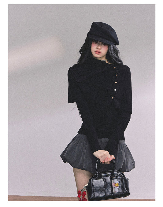 ShaoYeYan Noblewoman Waist-Defining Long Sleeve Knit Top