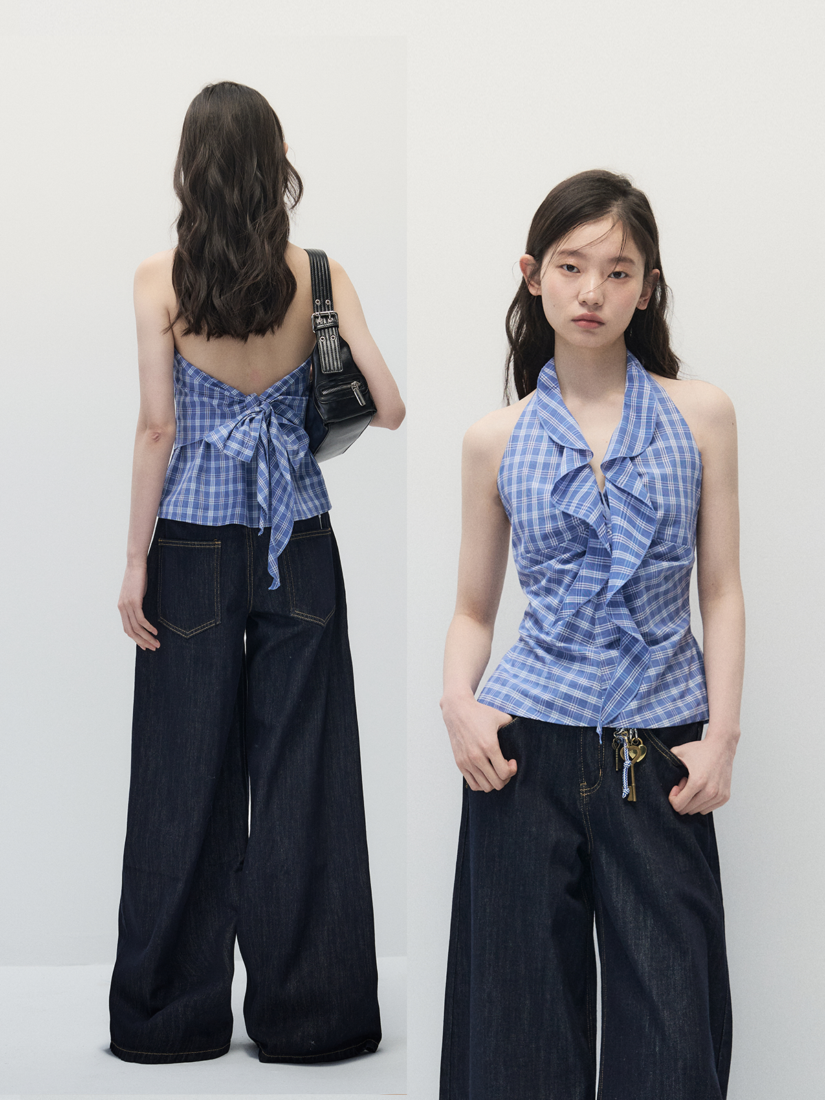 ANNATTO Blue Gingham Halter Top & Jeans