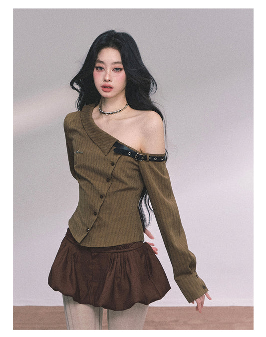 ShaoYeYan High IQ Aesthetics American Long Sleeve Striped Shirt