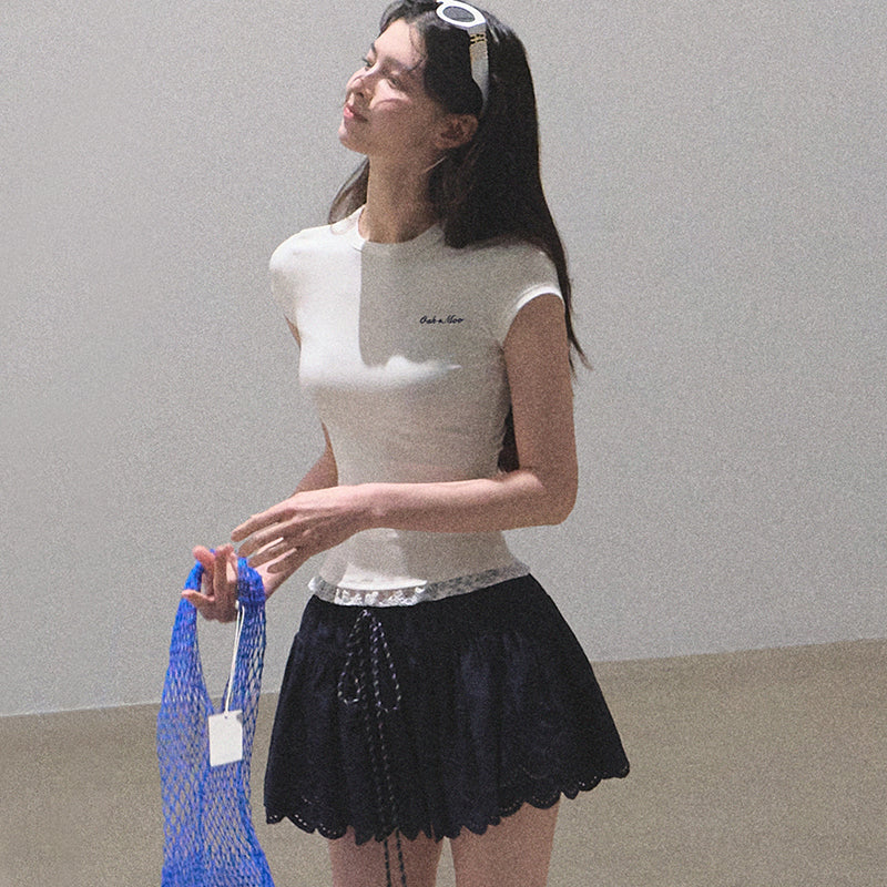 OAKMOO 'Sunlit Serenity' Lace Trim Tee