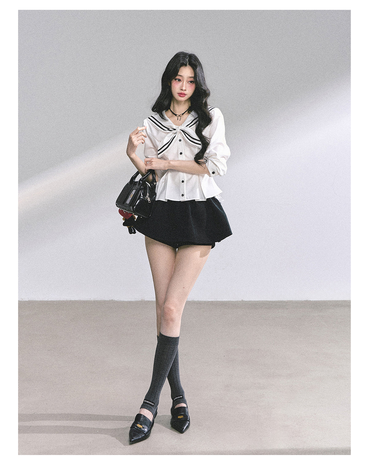 SHAOYEYAN Mary Jane College Navy Blouse