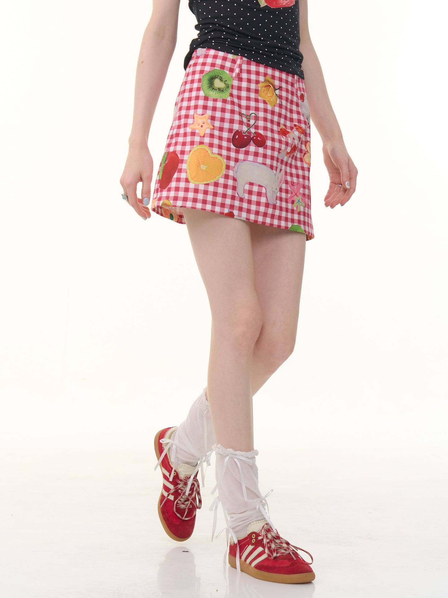 ziziFei Retro Fruit Print Mini Skirt