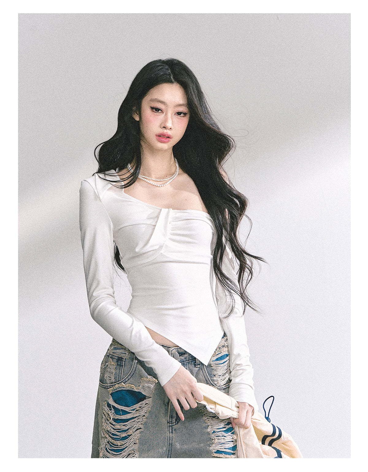 SHAOYEYAN Korean Style Asymmetric Off-Shoulder Top