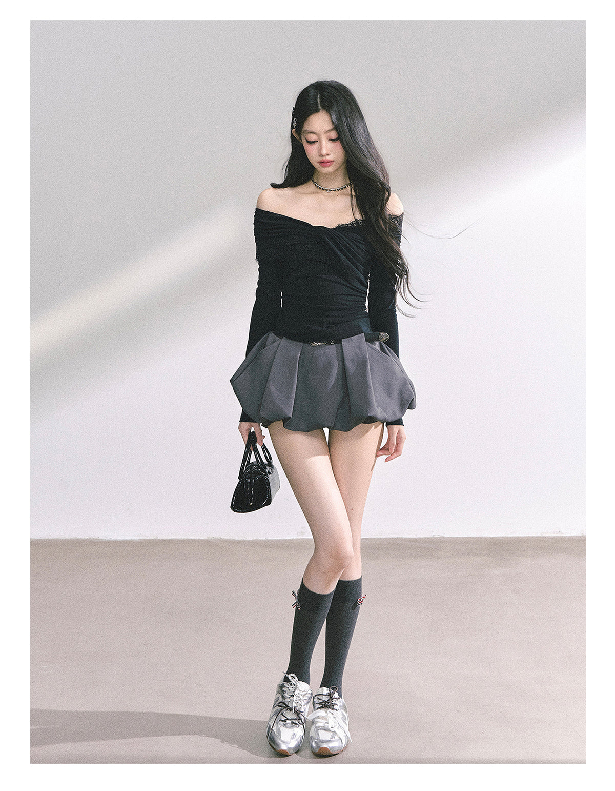 SHAOYEYAN Pure Desire Off-Shoulder Lace Tee