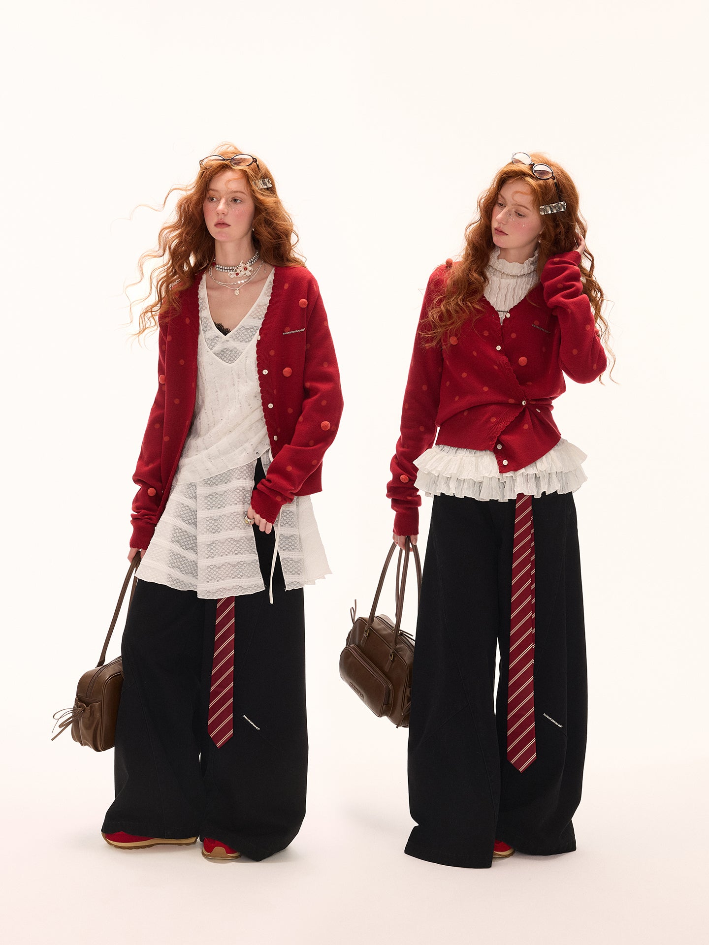 MAMC Polka Dot Asymmetric Cardigan