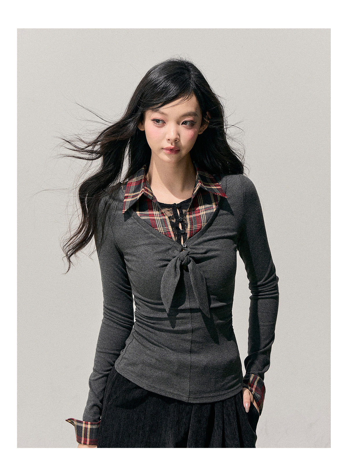 ShaoYeYan Aomalm Firework-Colored Her Fake Three-Layer Knit Top