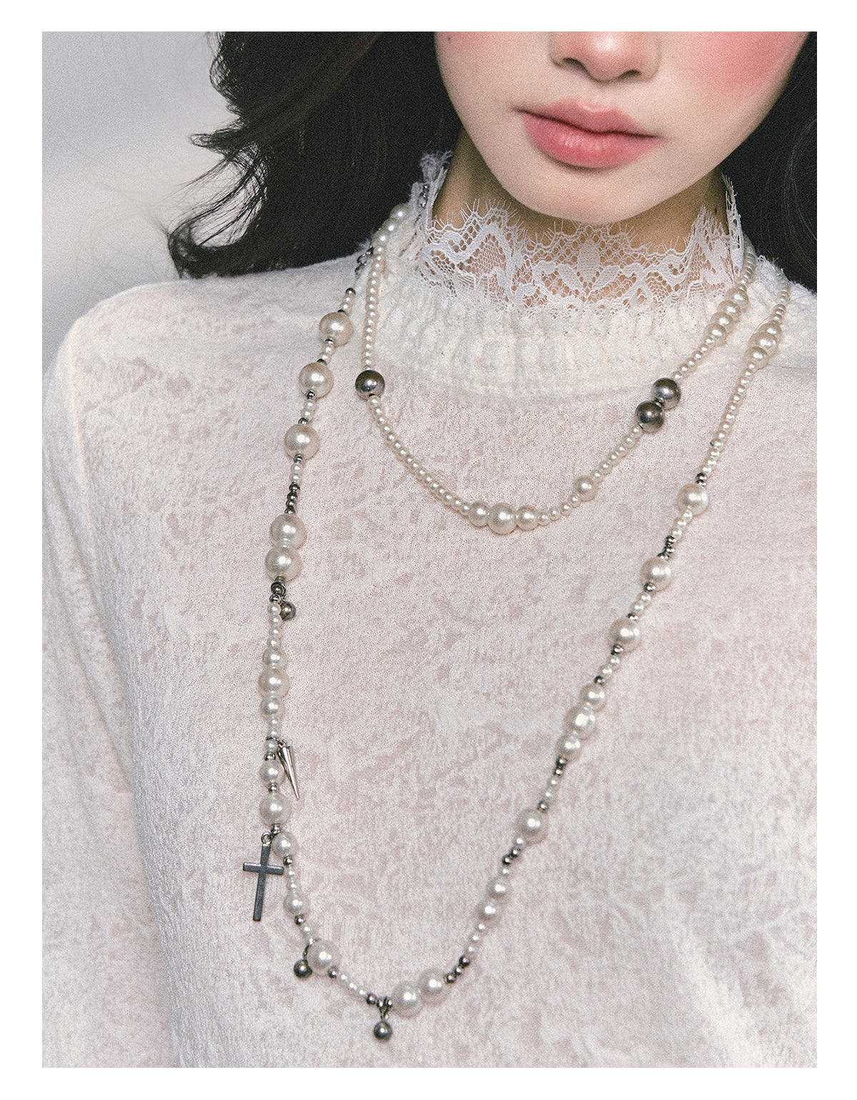ShaoYeYan Floating Lace Art Loose Long Sleeve T-Shirt