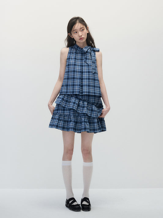 ANNATTO 'Sleepless Sea' Blue Gingham Tiered Dress