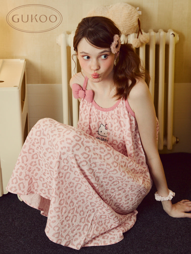 Gukoo Hello Kitty & Leopard Print Sleepwear