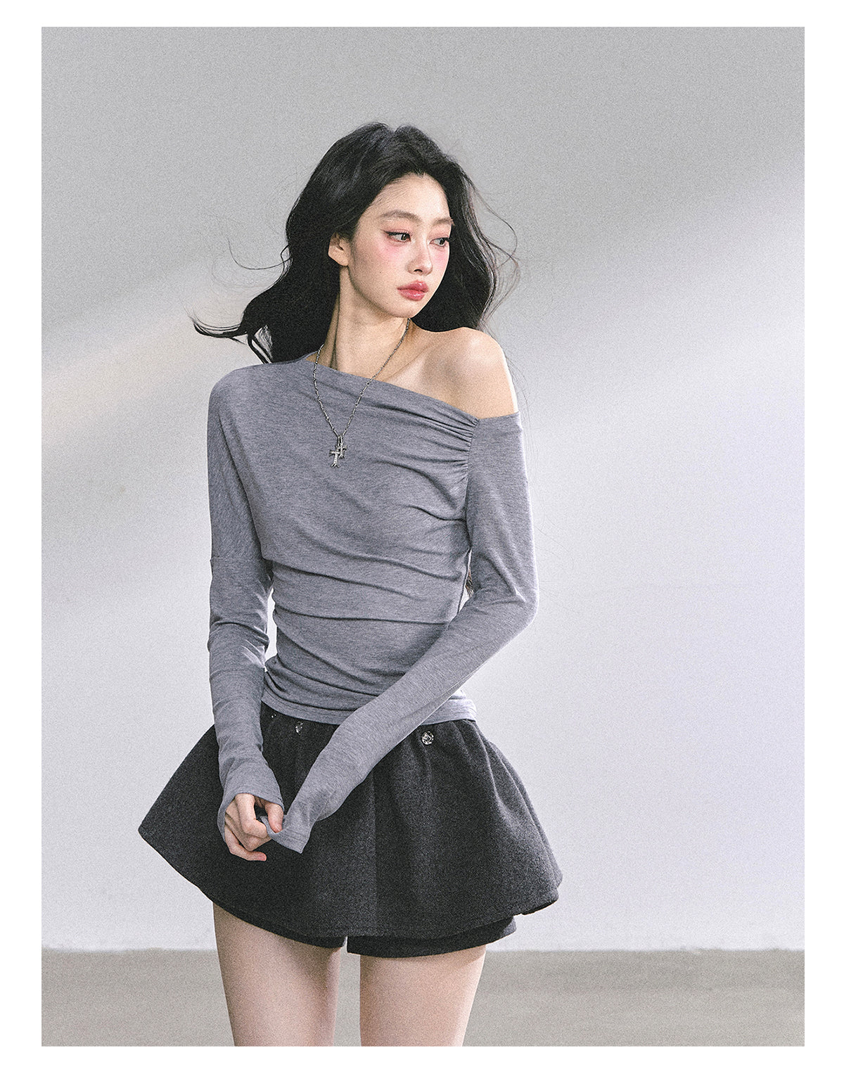SHAOYEYAN Korean Mature Style Off-Shoulder Tee