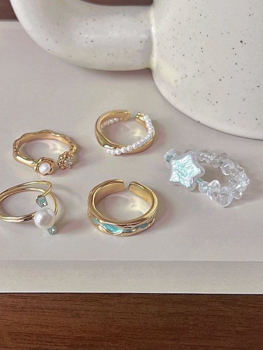 VIGVOG Pearl & Enamel Art Ring Collection