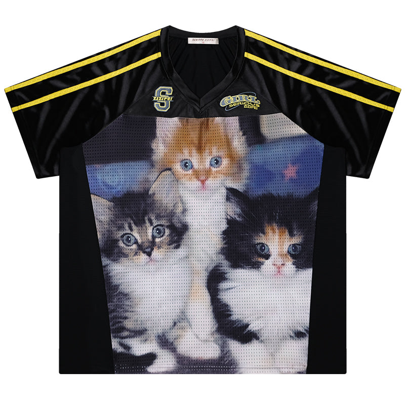 ZiziFei Vintage Cat Print T-Shirt
