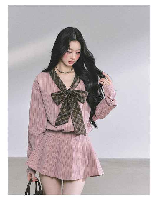 SHAOYEYAN Miu Style French Striped Slimming Shirt Dress