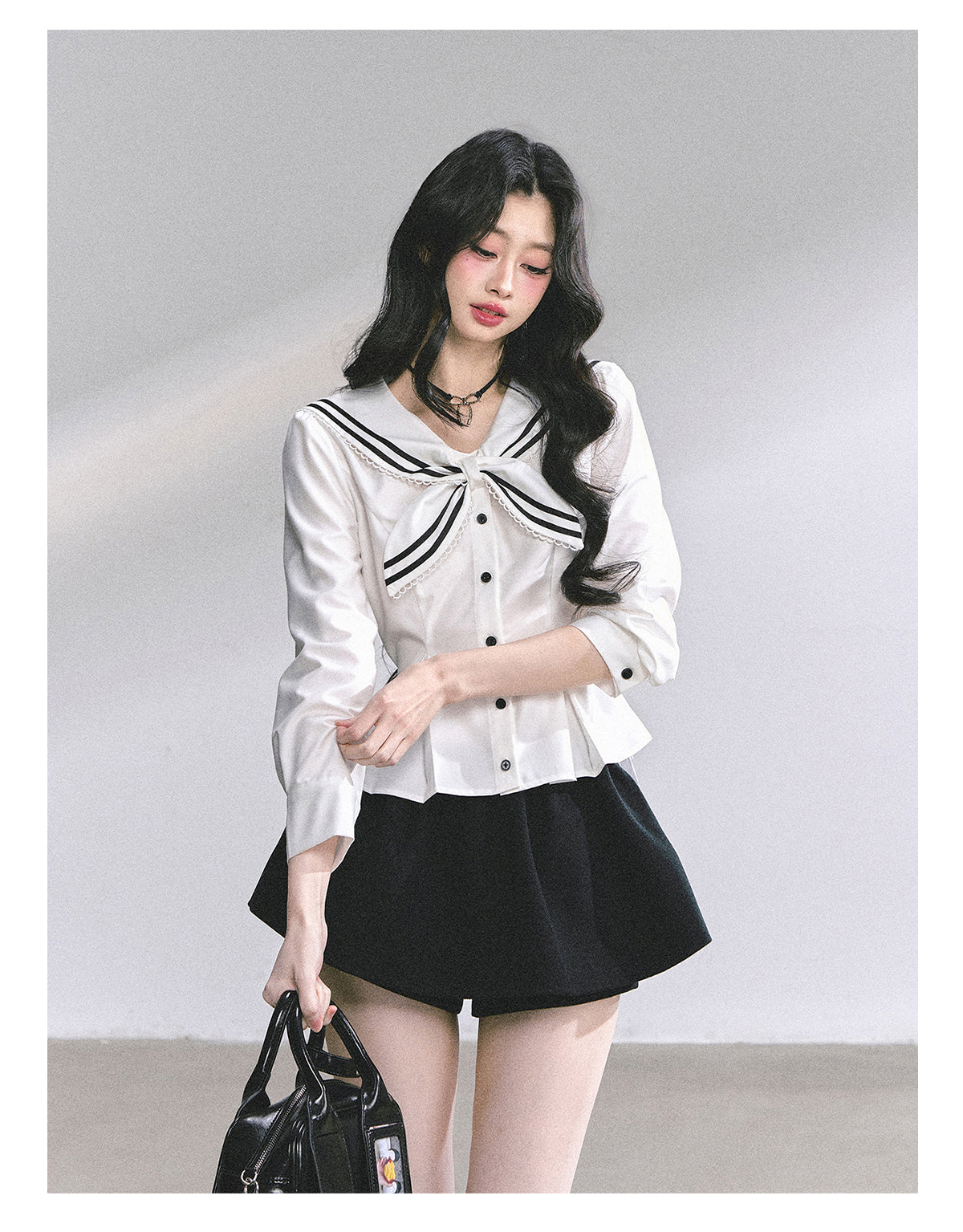 SHAOYEYAN Mary Jane College Navy Blouse