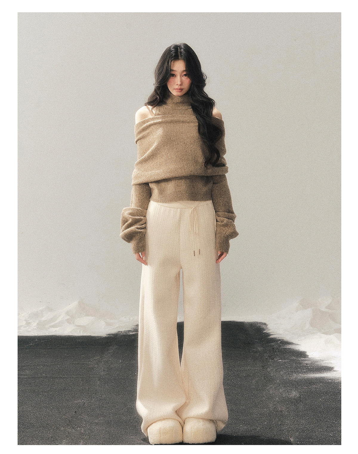 ShaoYeYan Aomalm Sunset's Echo Off-Shoulder Knit Set (one size)