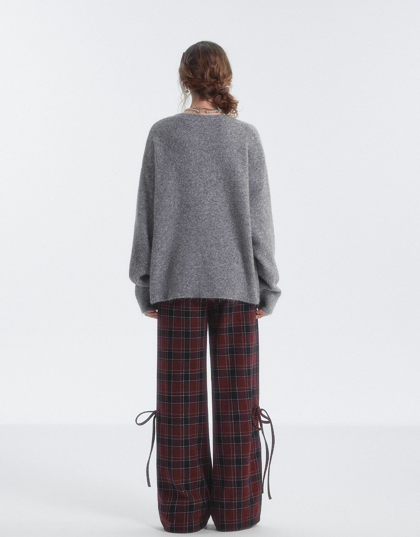 SOMESOWE Plaid Drawstring Trousers