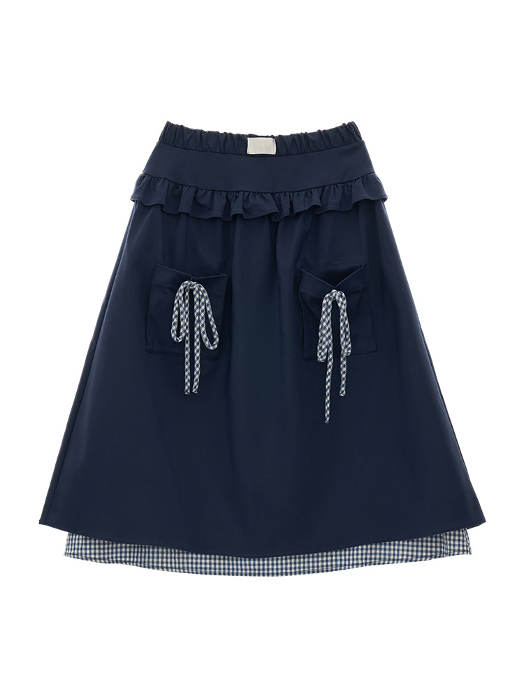 MAMC Plaid Bow-Trim Wrap Skirt