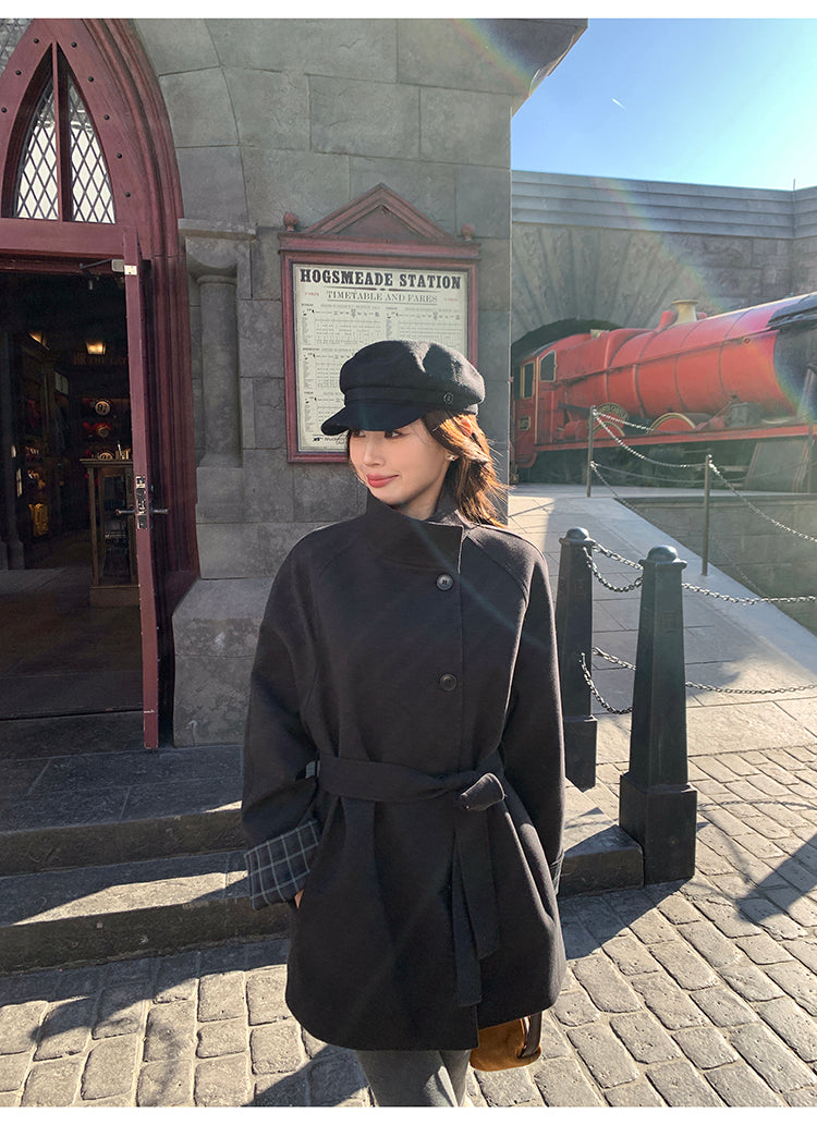 Pusumede Plaid Wool Blend Coat