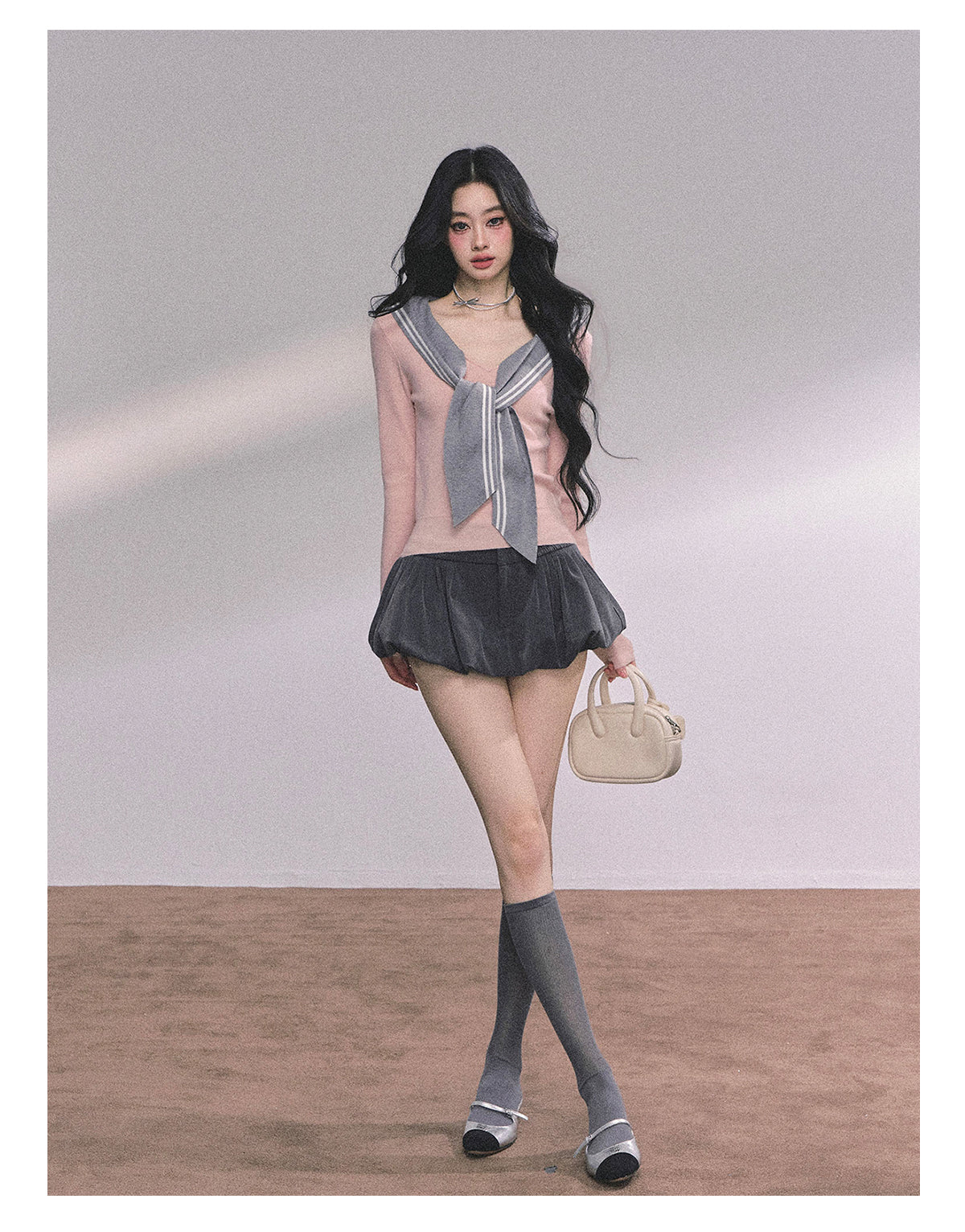 SHAOYEYAN American Long Sleeve Sailor Collar Slimming Tee