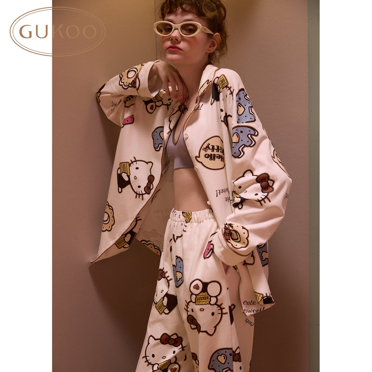 Gukoo x Hello Kitty Full-Print Sleep Set