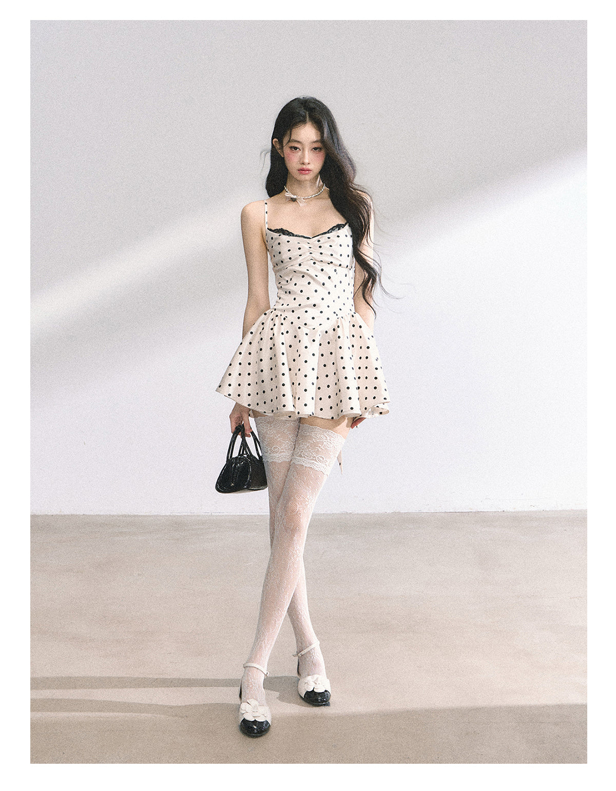 SHAOYEYAN French Lace Polka Dot Sundress