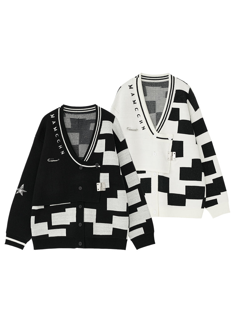 MAMC Distressed Geometric Sweater