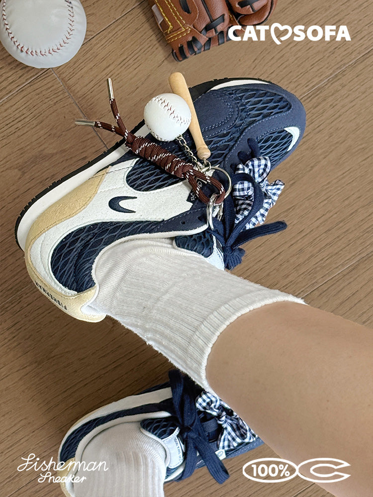 Cat&Sofa Plaid Mesh Height-Boost Sneakers