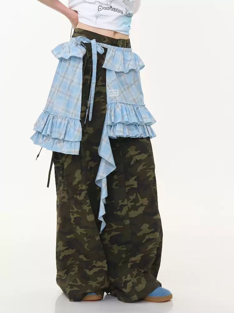 ziziFei Retro Blue Checkered Skirt