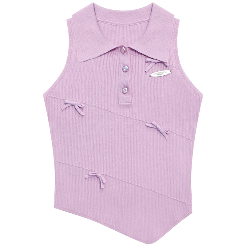 ziziFei Polo Bow-Knot Vest Top
