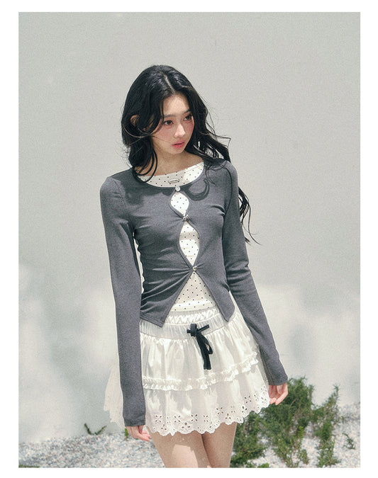 ShaoYeYan Aomalm Dusk's Interval Fake Two-Layer Polka Dot Tee