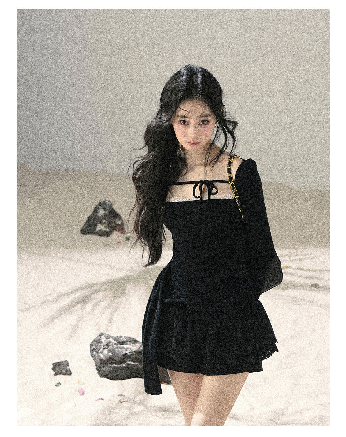 ShaoYeYan Aomalm Suspended Moonlight Long Sleeve Square Neck Lace Top