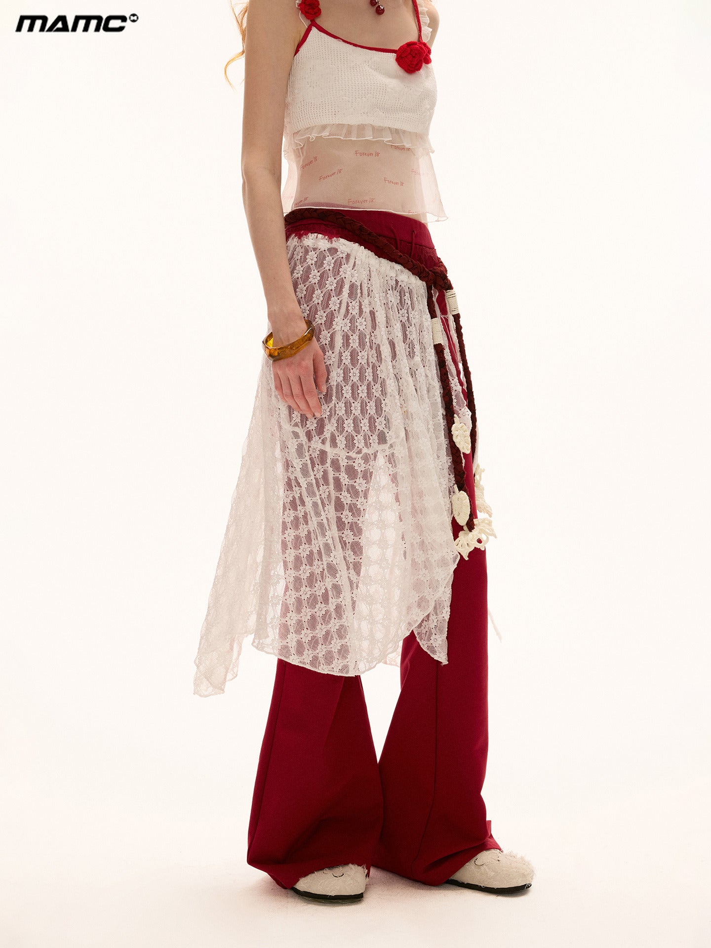 MAMC White Pencil Skirt & Floral Lace Camisole