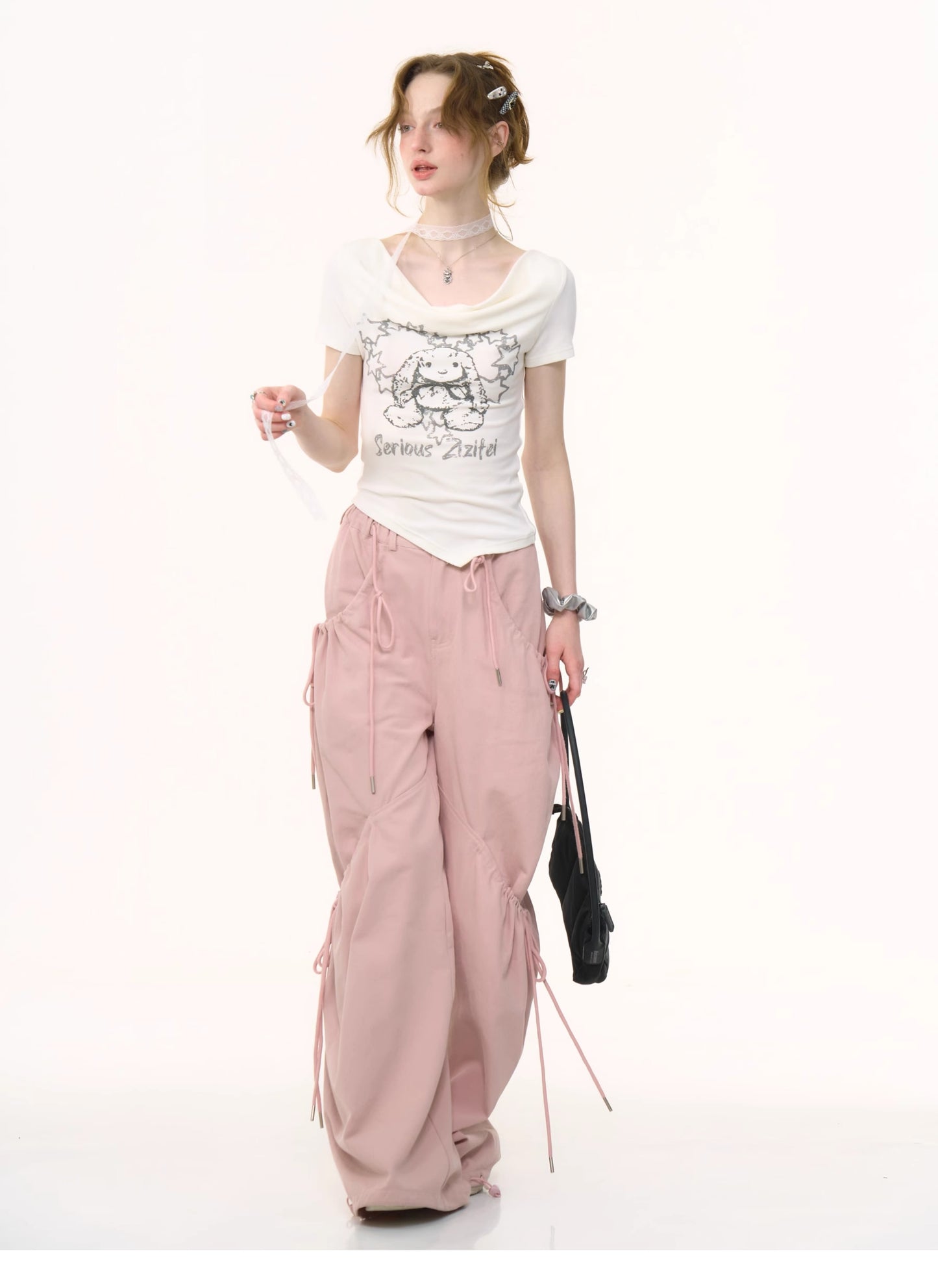 ziziFei Retro Print Draped Tee