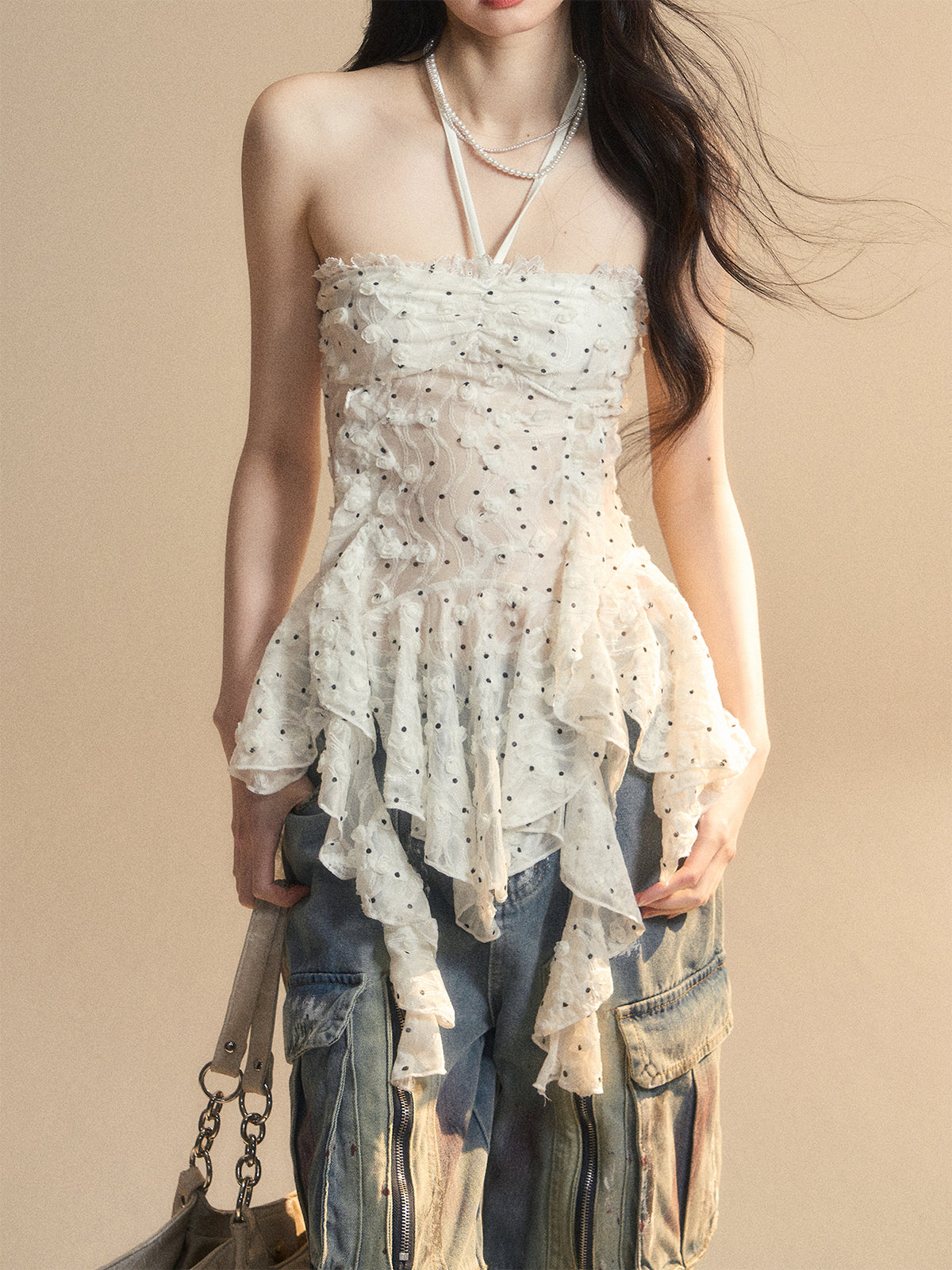 SHAOYEYAN Camellia Off-Shoulder Top
