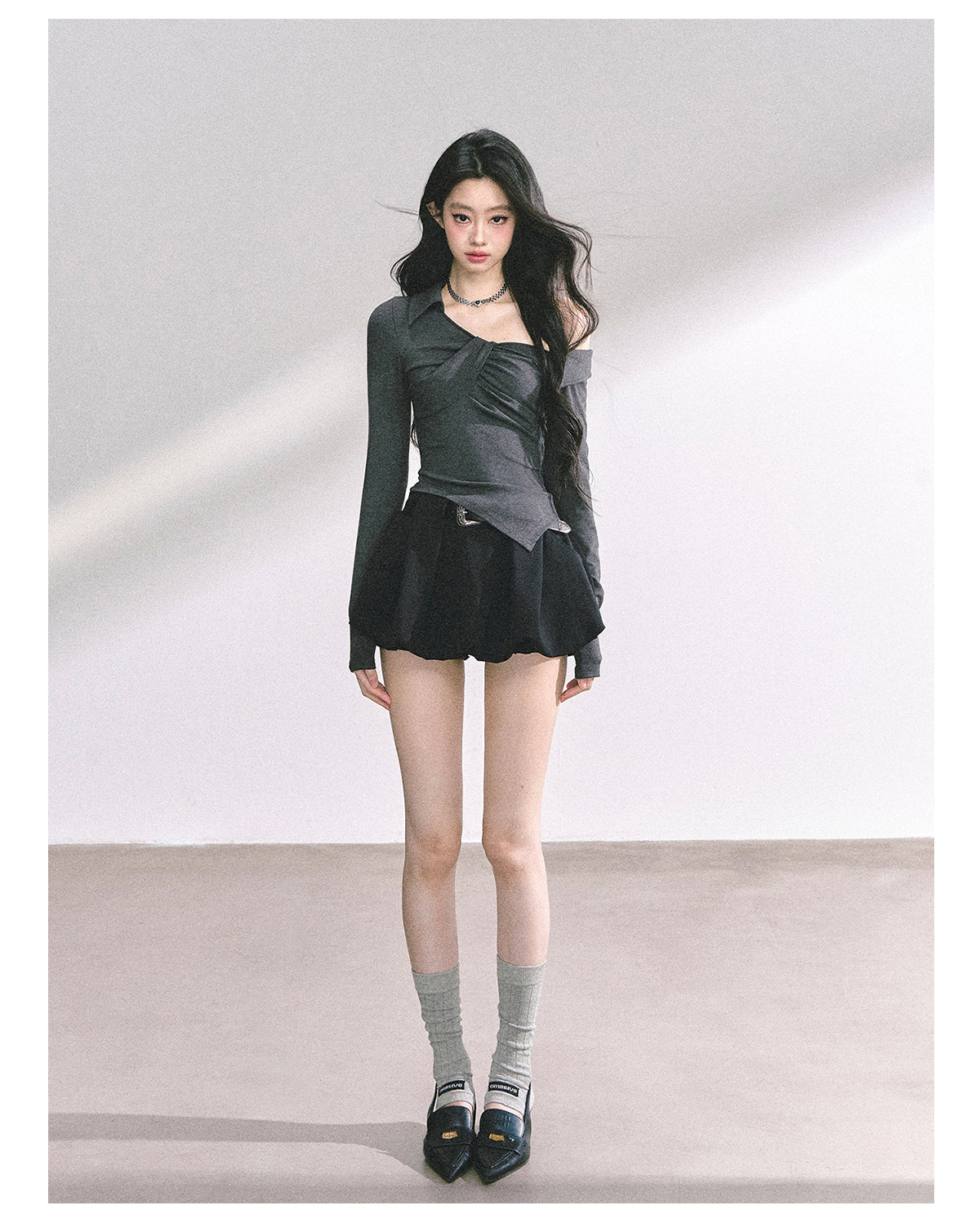 SHAOYEYAN Korean Style Asymmetric Off-Shoulder Top