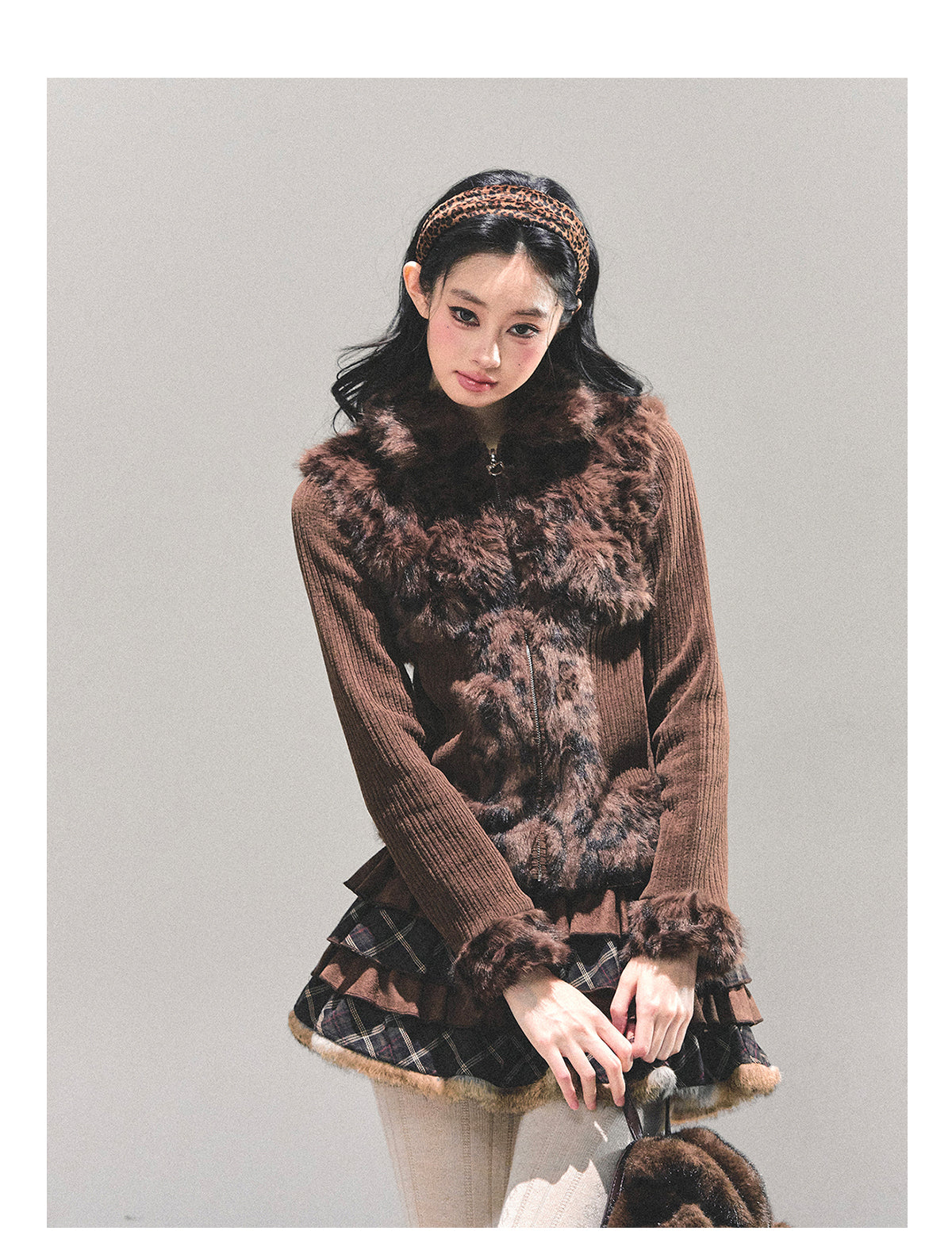 ShaoYeYan Floating Poem Maillard Leopard Print Jacket