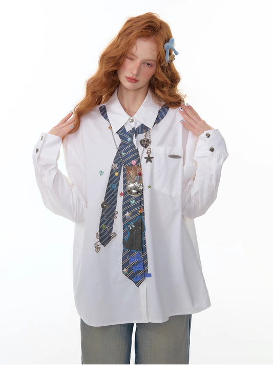 ZiziFei "Executive Play" Tie-Print Shirt